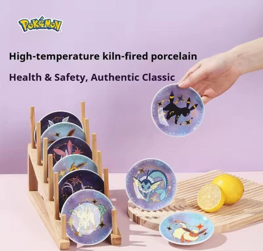 Umbreon and Espeon celestial night themed ceramic display plates.