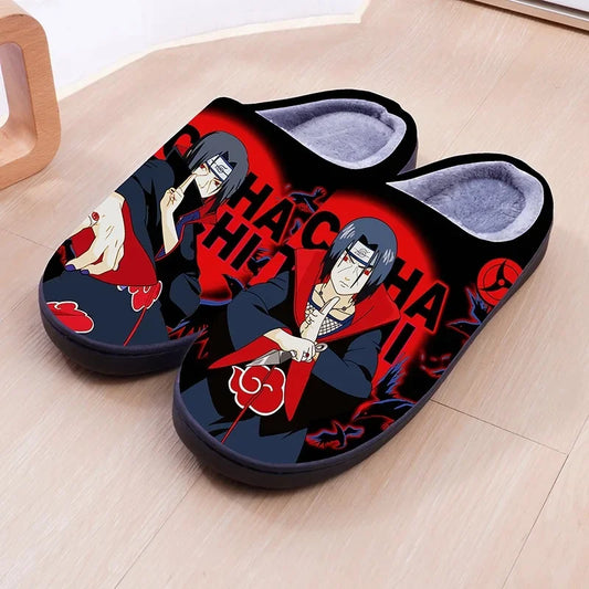 Naruto Anime Winter Plush Slippers – Itachi, Kakashi & Sasuke Indoor Cosplay Shoes