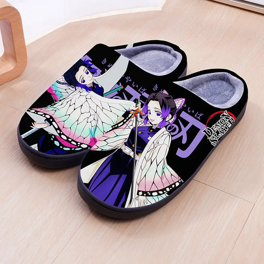Demon Slayer Anime Plush Cosplay Slippers – Warm Winter Indoor Cotton Shoes