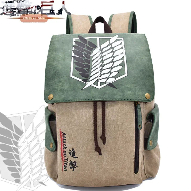 Attack on Titan Scout Regiment Cosplay Backpack – Wings of Freedom Canvas School Rucksack & Laptop Bag