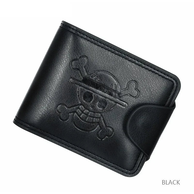 One Piece Luffy Straw Hat Pirates Leather Bifold Wallet – Short Multi-Card Holder