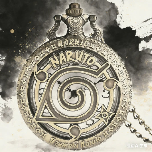Naruto Vintage Bronze Quartz Pocket Watch – Anime Flip Cover Pendant Watch