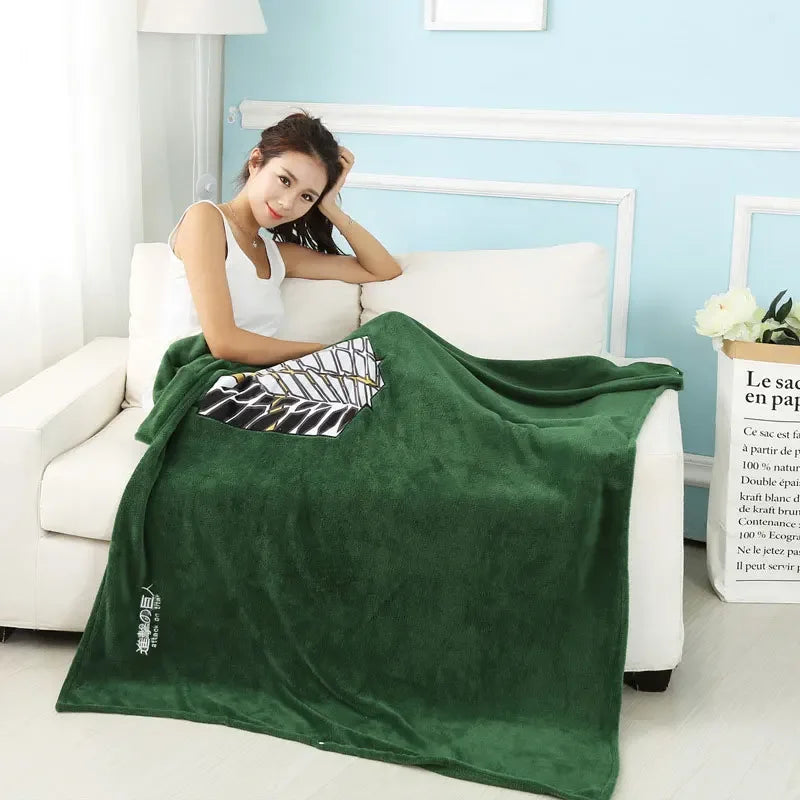 Attack on Titan Survey Corps Blanket Cloak – Kawaii Anime Fleece Cosplay Hoodie