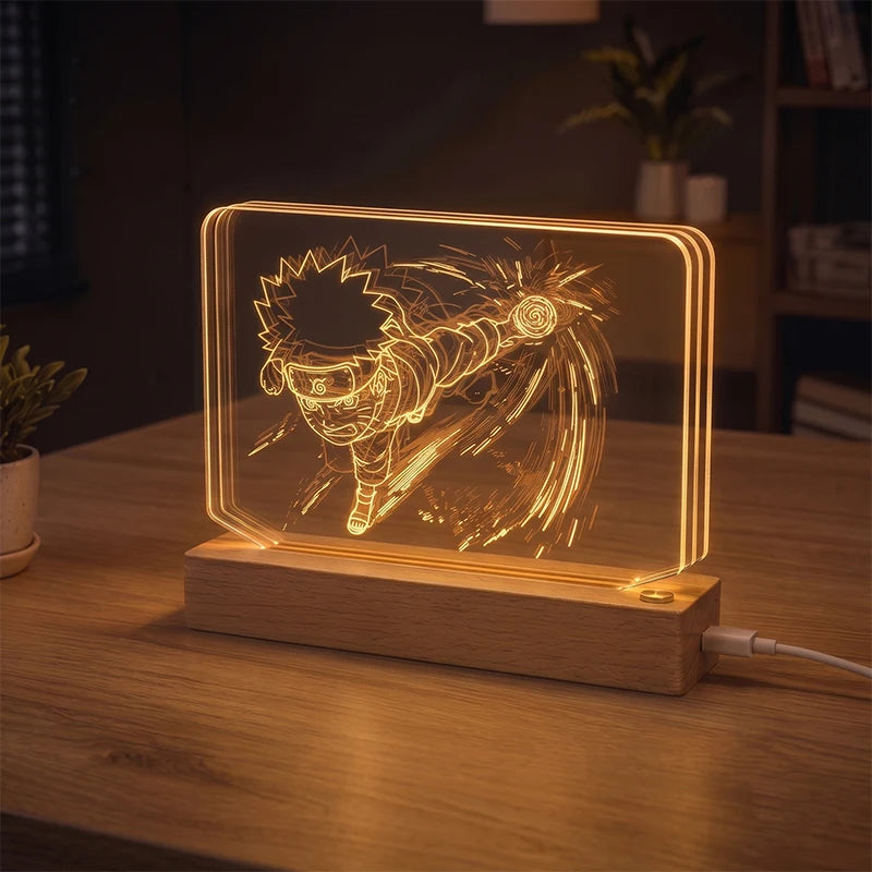 Naruto Uzumaki 3D Multilayer Acrylic LED Lamp – Dynamic Motion Effect Night Light