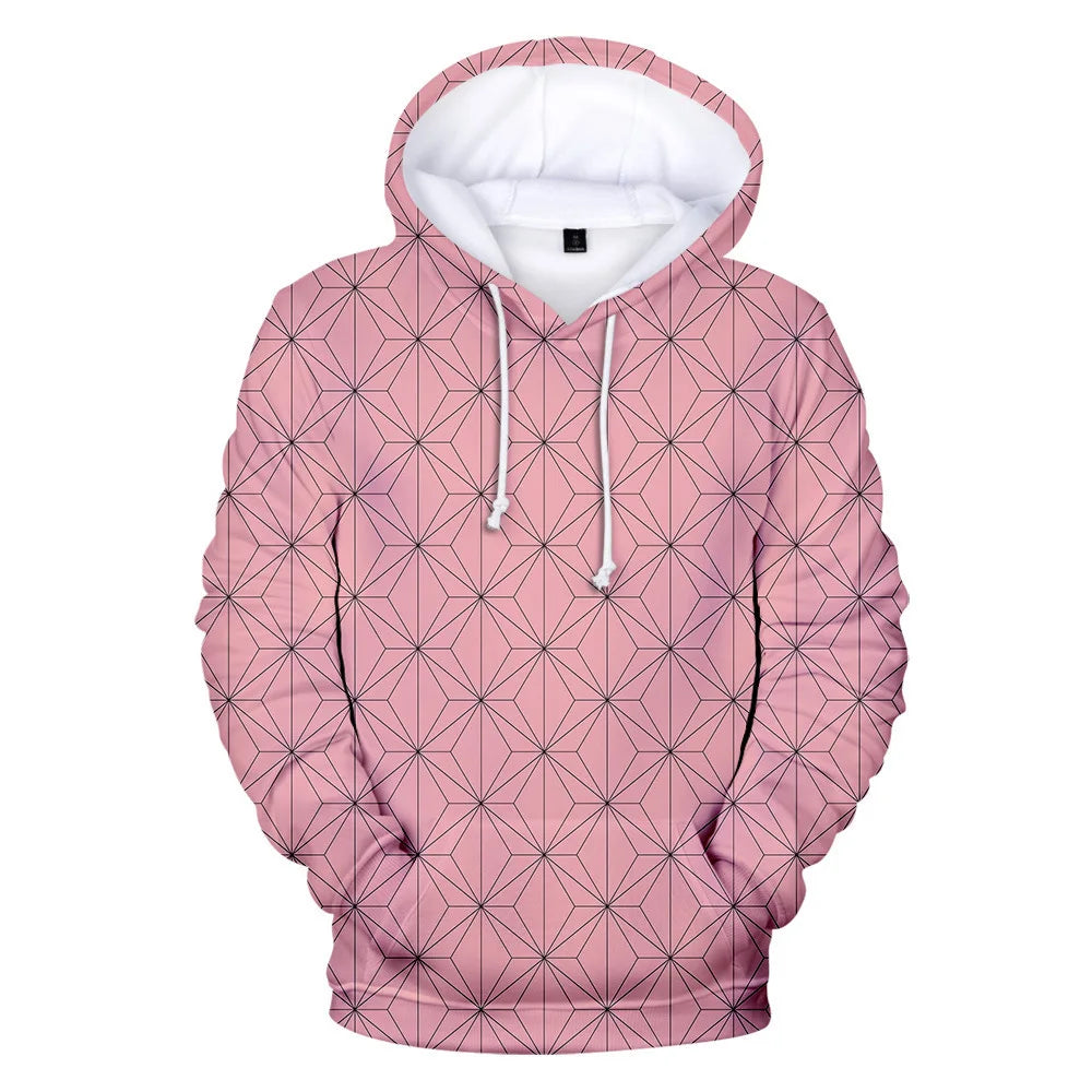 Demon Slayer Anime 3D Print Hoodie – Tanjiro & Nezuko Casual Pullover Streetwear