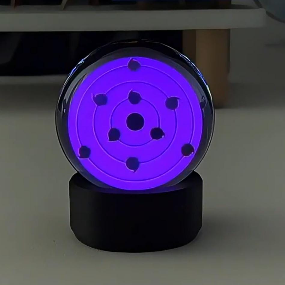Specialized dojutsu patterns including the Rinnegan displayed on the Visual Prowess sphere.