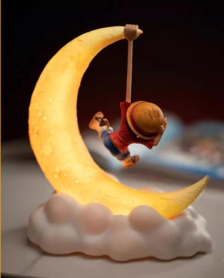 One Piece Luffy Crescent Moon Lamp Figure – 20cm Genuine Collectible