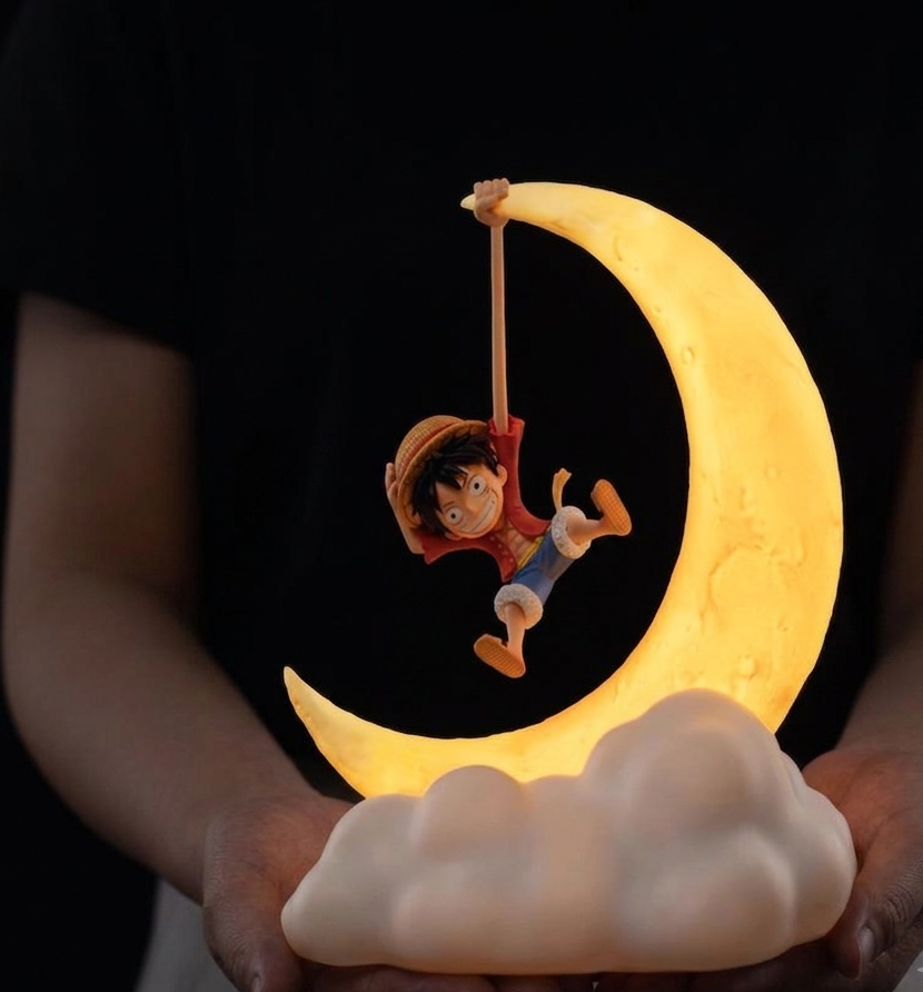 One Piece Luffy Crescent Moon Lamp Figure – 20cm Genuine Collectible