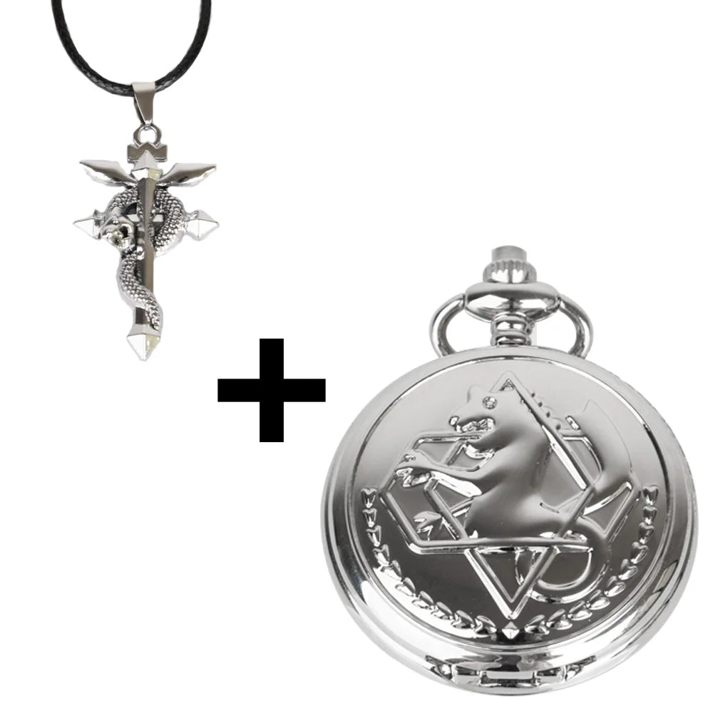 Fullmetal Alchemist State Alchemist Pocket Watch Set – Vintage Quartz Necklace Clock Box Set