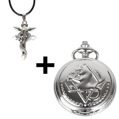 Fullmetal Alchemist State Alchemist Pocket Watch Set – Vintage Quartz Necklace Clock Box Set