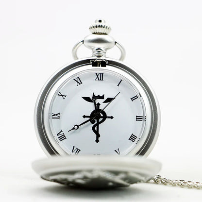 Fullmetal Alchemist Flamel Crest Pocket Watch – Antique Silver Quartz Necklace