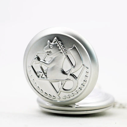 Fullmetal Alchemist Flamel Crest Pocket Watch – Antique Silver Quartz Necklace