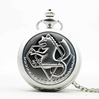 Fullmetal Alchemist Flamel Crest Pocket Watch – Antique Silver Quartz Necklace