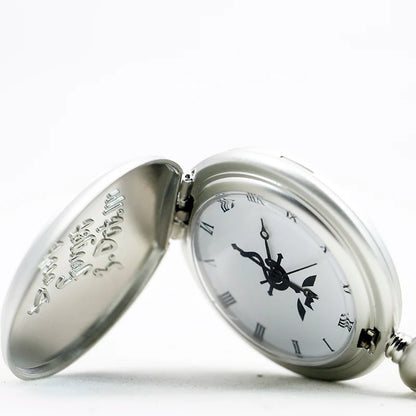 Fullmetal Alchemist Flamel Crest Pocket Watch – Antique Silver Quartz Necklace