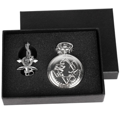 Fullmetal Alchemist State Alchemist Pocket Watch Set – Vintage Quartz Necklace Clock Box Set
