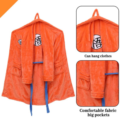 Dragon Ball Goku Orange Flannel Bathrobe – Soft Cosplay Loungewear Robe