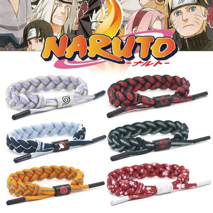 Naruto Braided Rope Cosplay Bracelet – Adjustable Alloy Symbol Wristband Set