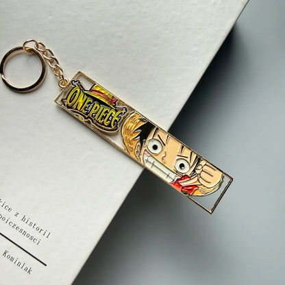 One Piece Hollow-Out Metal Bookmark & Keychain – Gold Anime Bag Tag