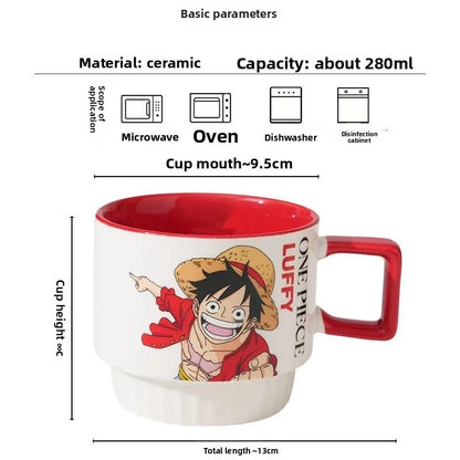 One Piece Anime Stacking Ceramic Mug – Luffy & Zoro Kawaii Coffee Cup