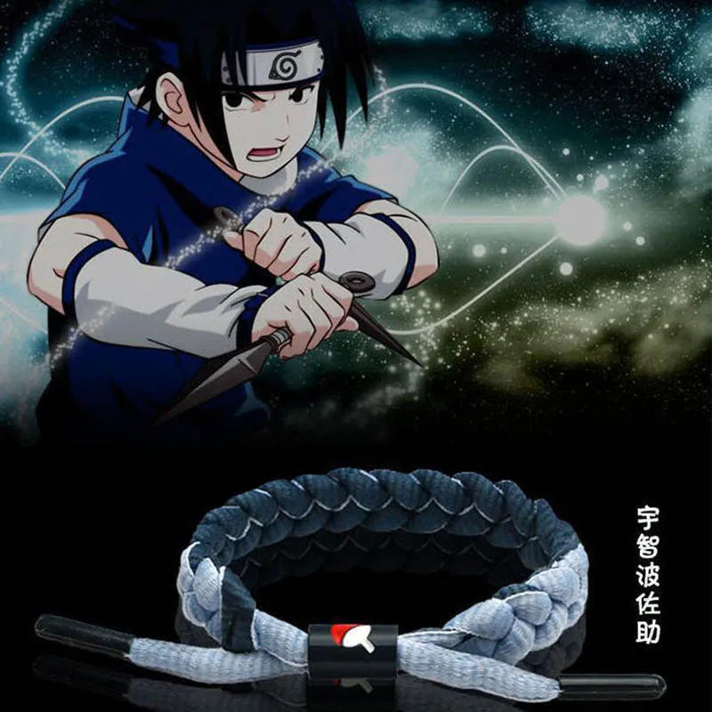 Naruto Braided Rope Cosplay Bracelet – Adjustable Alloy Symbol Wristband Set