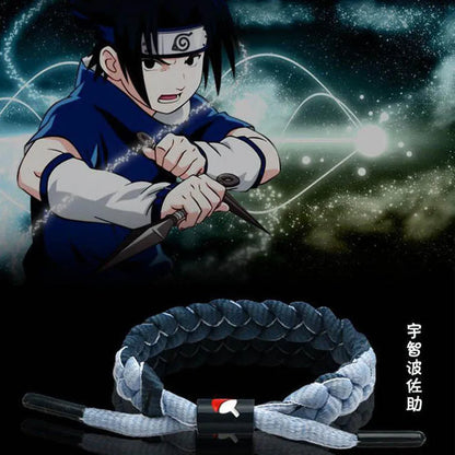 Naruto Braided Rope Cosplay Bracelet – Adjustable Alloy Symbol Wristband Set