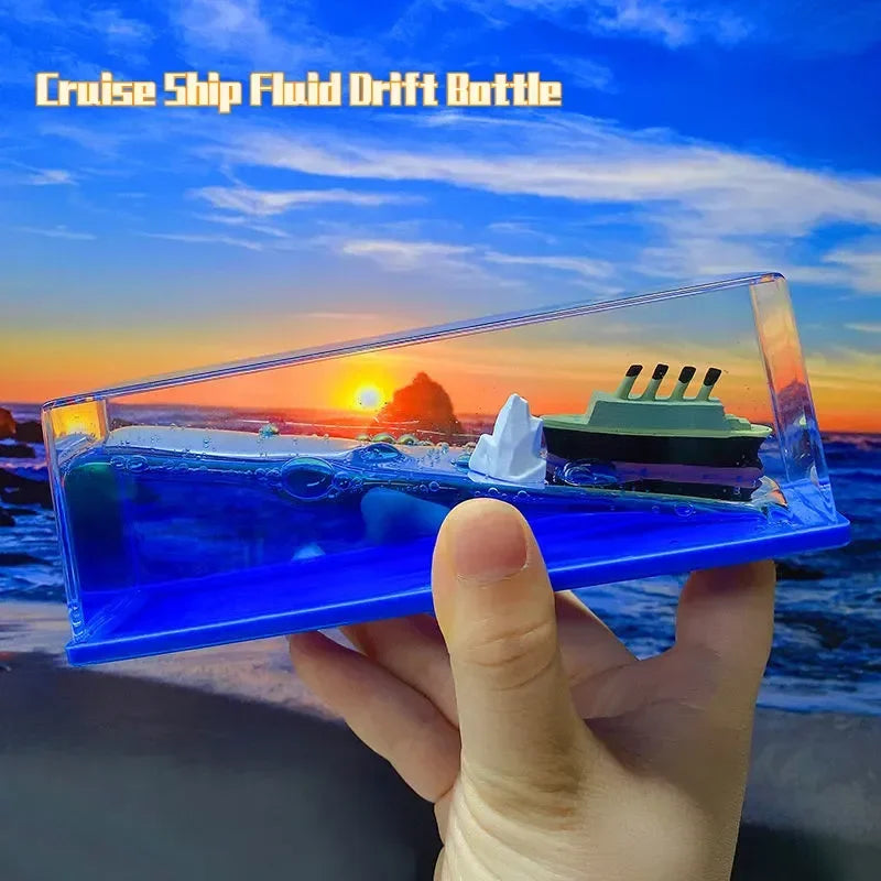 One Piece Floating Ship Liquid Wave Bottle – Thousand Sunny & Going Merry Desk Ornament