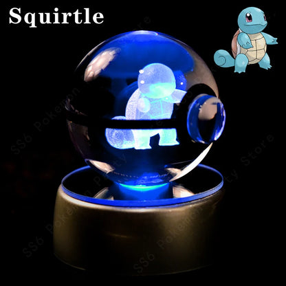 Pokémon 3D Engraved Crystal Ball LED Night Light – Glowing Pokeball Orb Lamp