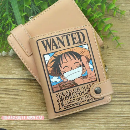 One Piece Bifold Short Wallet – Anime PU Leather Coin Purse & Card Holder