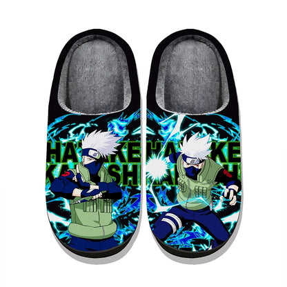 Naruto Anime Winter Plush Slippers – Itachi, Kakashi & Sasuke Indoor Cosplay Shoes