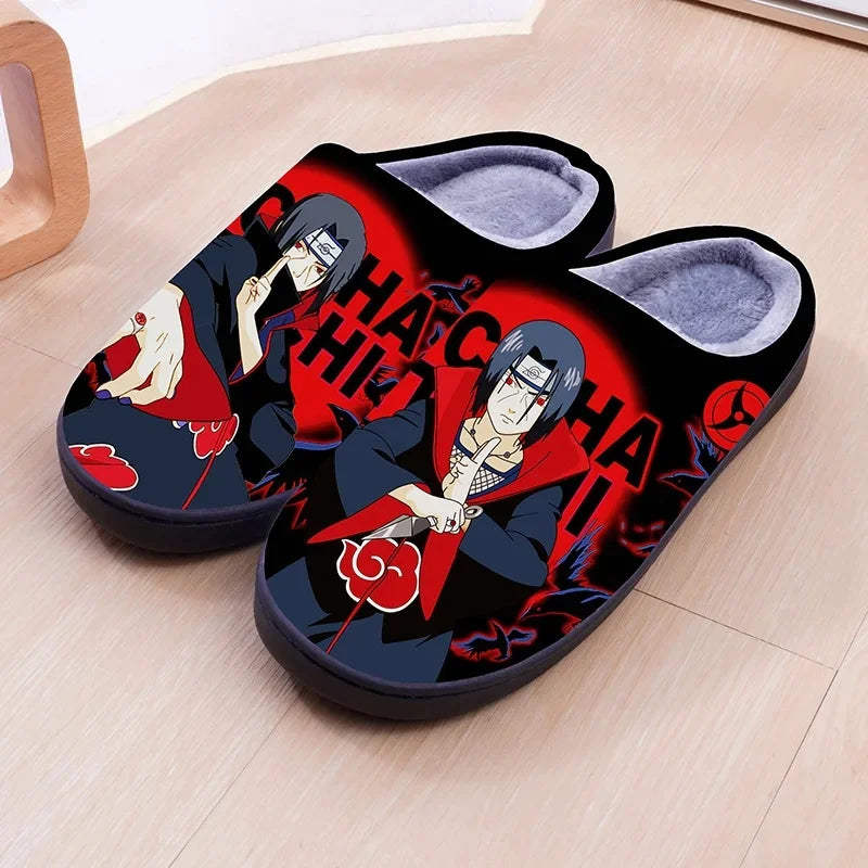 Naruto Anime Winter Plush Slippers – Itachi, Kakashi & Sasuke Indoor Cosplay Shoes
