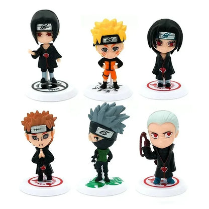 6-piece Naruto Shinobi Legends mini figure set including Naruto, Sasuke, and Madara - Shinobi Domain artifacts
