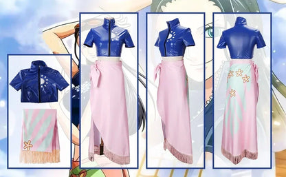One Piece Nico Robin Cosplay Outfit Set – Dress, Wrap Skirt, Glasses & Wig