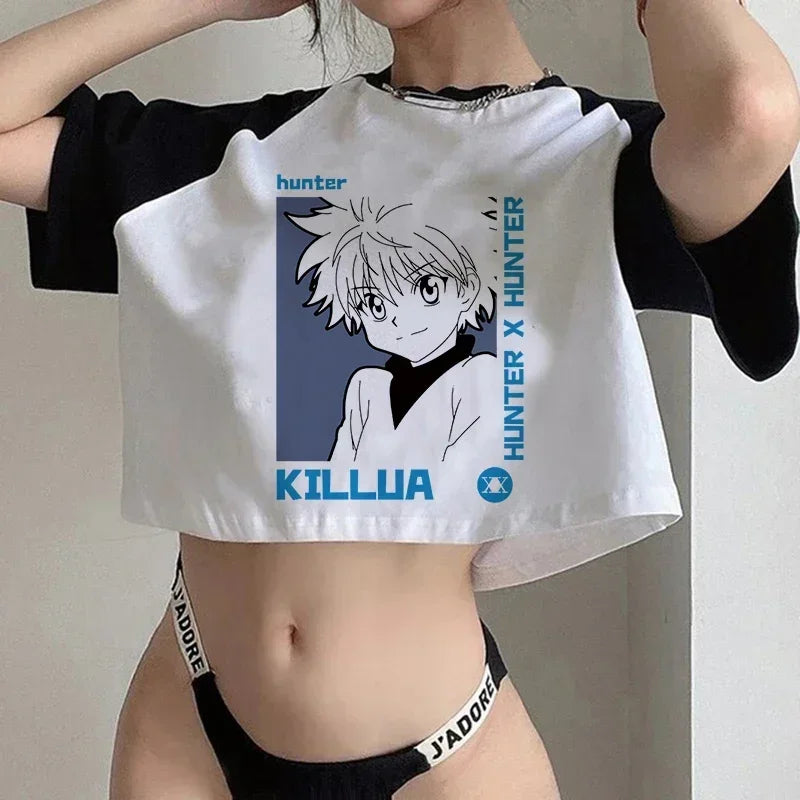 Hunter x Hunter Anime Graphic Crop Top – Y2K Harajuku Women's Short Sleeve Tee