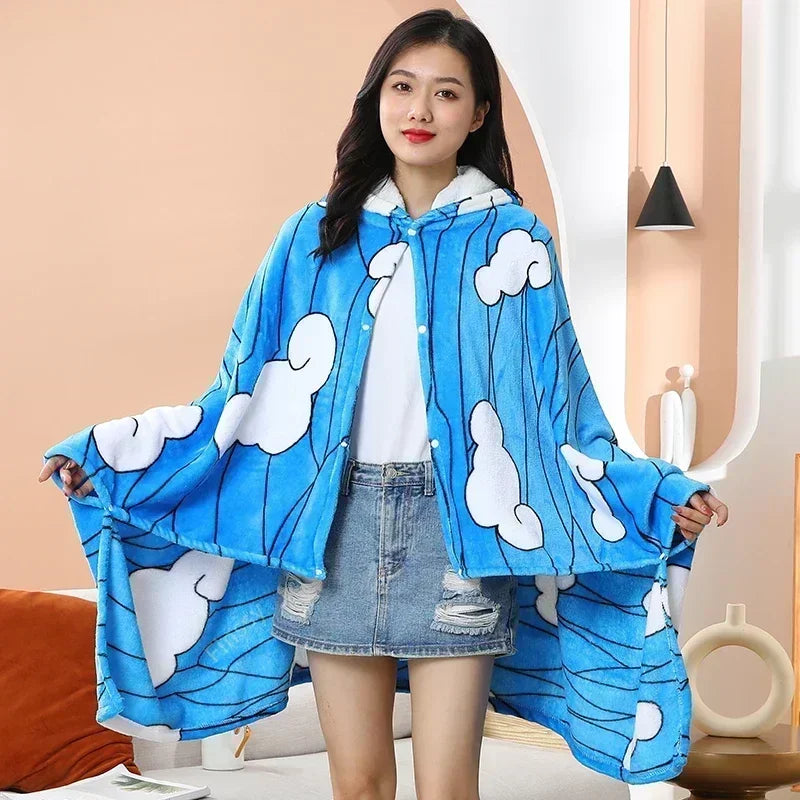 Demon Slayer Wearable Blanket & Bathrobe – Kimetsu no Yaiba Cozy Cosplay Shawl Gown