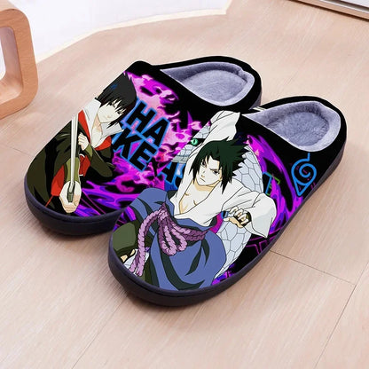 Naruto Anime Winter Plush Slippers – Itachi, Kakashi & Sasuke Indoor Cosplay Shoes