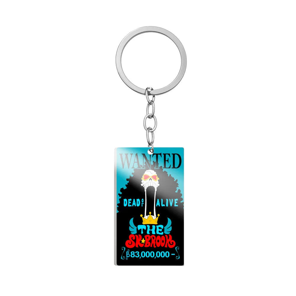 One Piece Wanted Poster Metal Keychain – Alloy Anime Keyring