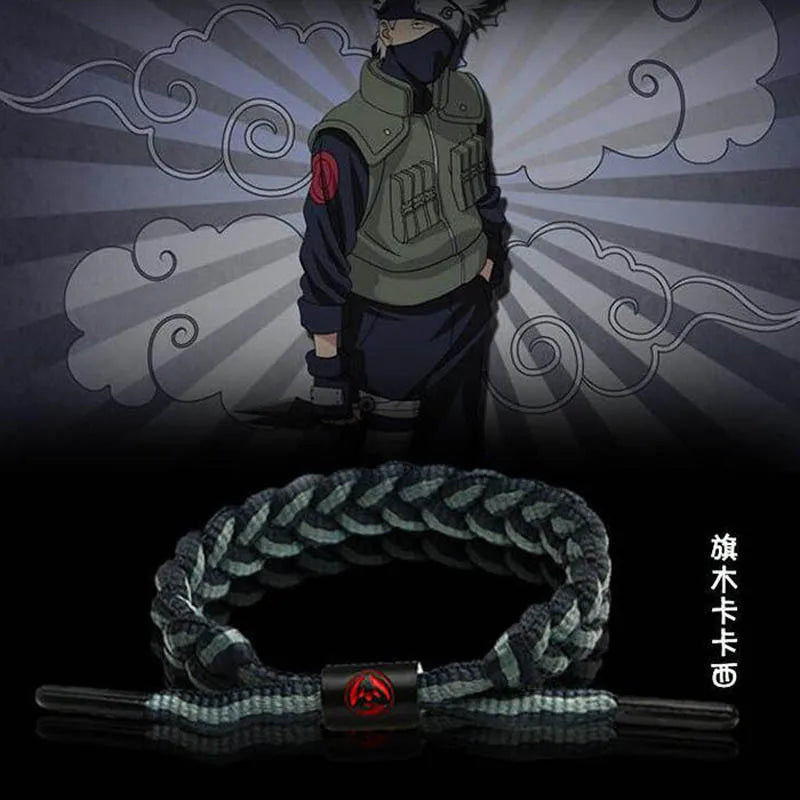 Naruto Braided Rope Cosplay Bracelet – Adjustable Alloy Symbol Wristband Set