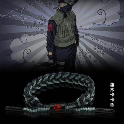 Naruto Braided Rope Cosplay Bracelet – Adjustable Alloy Symbol Wristband Set
