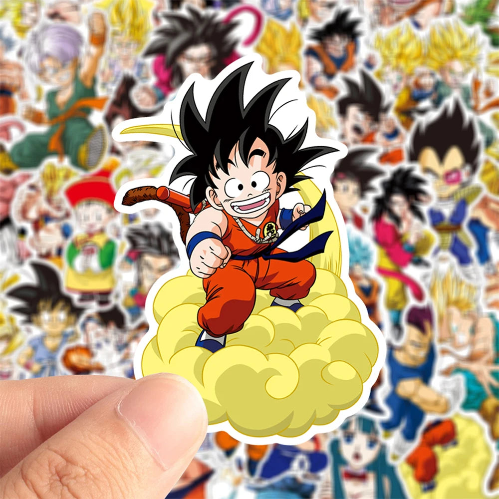 Dragon Ball Z Waterproof Vinyl Sticker Pack – Son Goku Anime Decals for Laptops, Water Bottles & Skateboards (10, 30, or 50 Pieces)