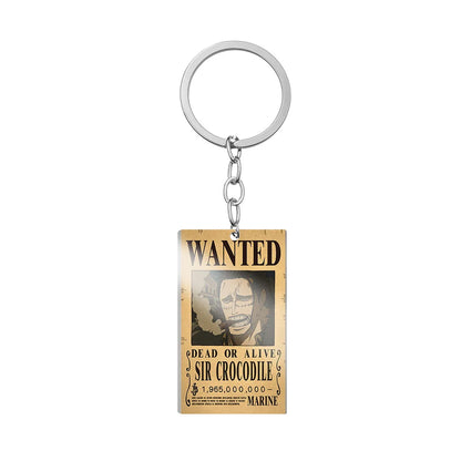 One Piece Wanted Poster Metal Keychain – Alloy Anime Keyring