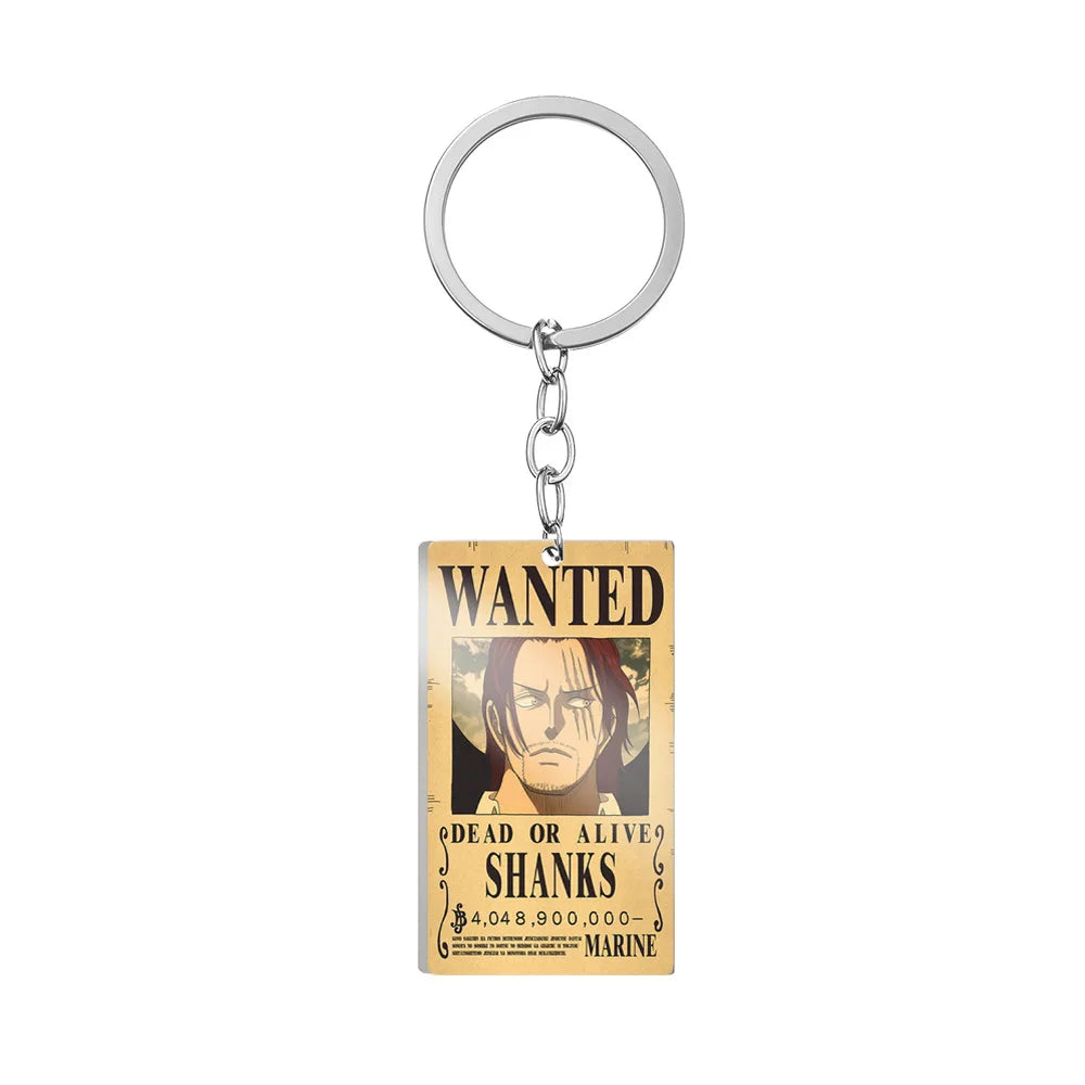 One Piece Wanted Poster Metal Keychain – Alloy Anime Keyring