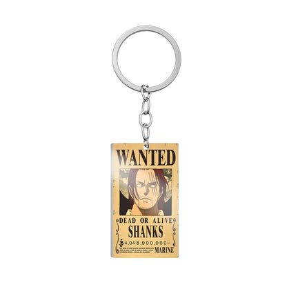 One Piece Wanted Poster Metal Keychain – Alloy Anime Keyring