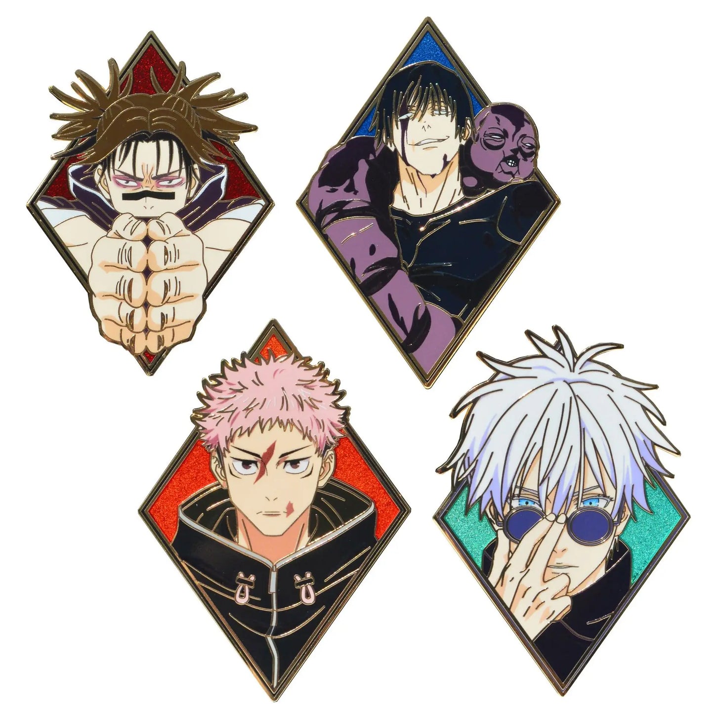 Jujutsu Kaisen Enamel Pin Badge Set – Gojo, Sukuna, Toji & Megumi Brooches