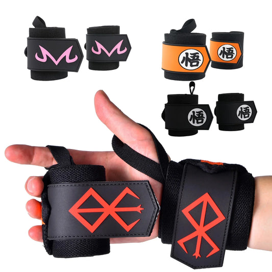 Anime Weightlifting Wrist Wraps & Lifting Straps – Heavy-Duty Gym Powerlifting Support