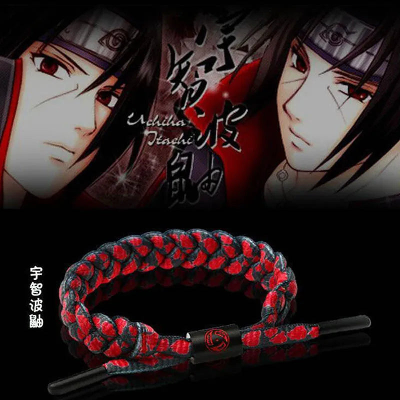Naruto Braided Rope Cosplay Bracelet – Adjustable Alloy Symbol Wristband Set