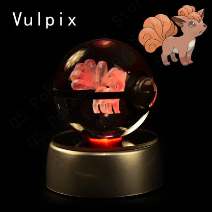 Pokémon 3D Engraved Crystal Ball LED Night Light – Glowing Pokeball Orb Lamp