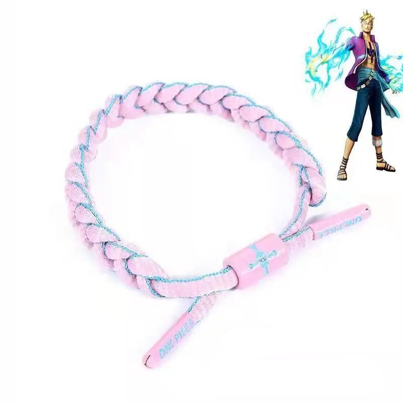 One Piece Woven Anime Bracelet – Luffy, Ace, Boa Hancock & Whitebeard Shoelace Hand Chain