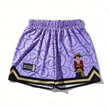 One Piece Gear 5 Luffy Summer Beach Shorts – Hawaiian Animal Pattern Board Shorts