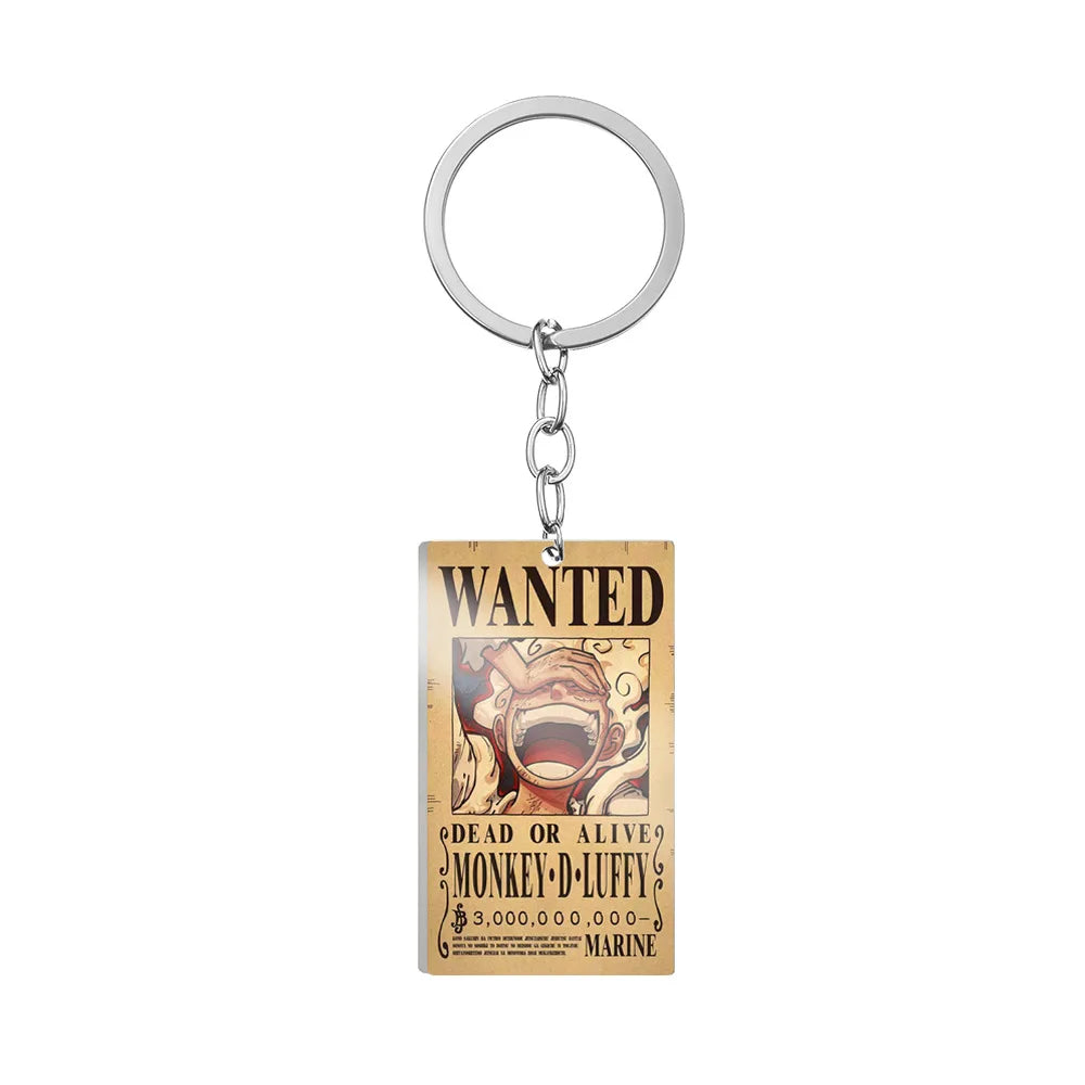 One Piece Wanted Poster Metal Keychain – Alloy Anime Keyring