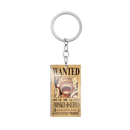 One Piece Wanted Poster Metal Keychain – Alloy Anime Keyring